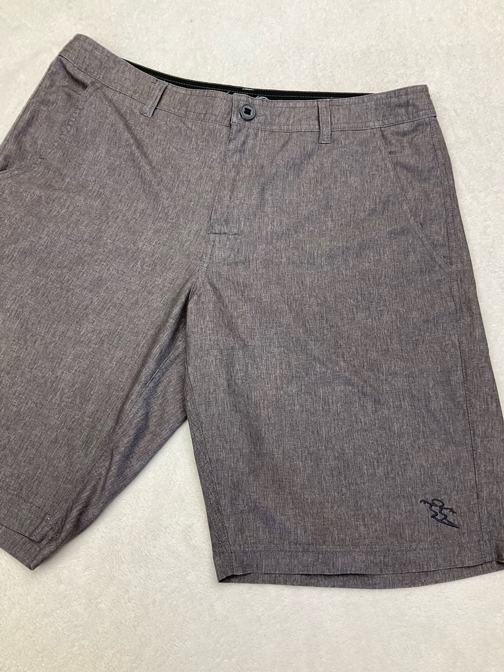 DA HUI Brown Gray Hybrid Surf Swim Casual Performance Flat Front Shorts Men’s 34